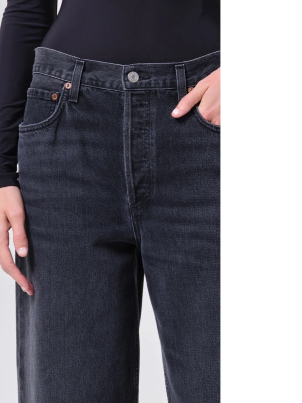 AGOLDE Low Slung Baggy Jeans Black Wash Size 28 Style A9079B-1346 - Picture 6 of 12